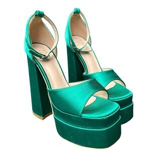 Dolls Kill Green Platform Heels